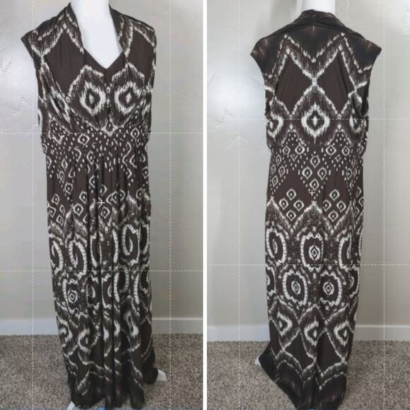 Chico's Dresses & Skirts - NEW Chico’s Dress Size 2 (US 12) Medallion Haze Morgan Maxi Stretchy Dress Brown